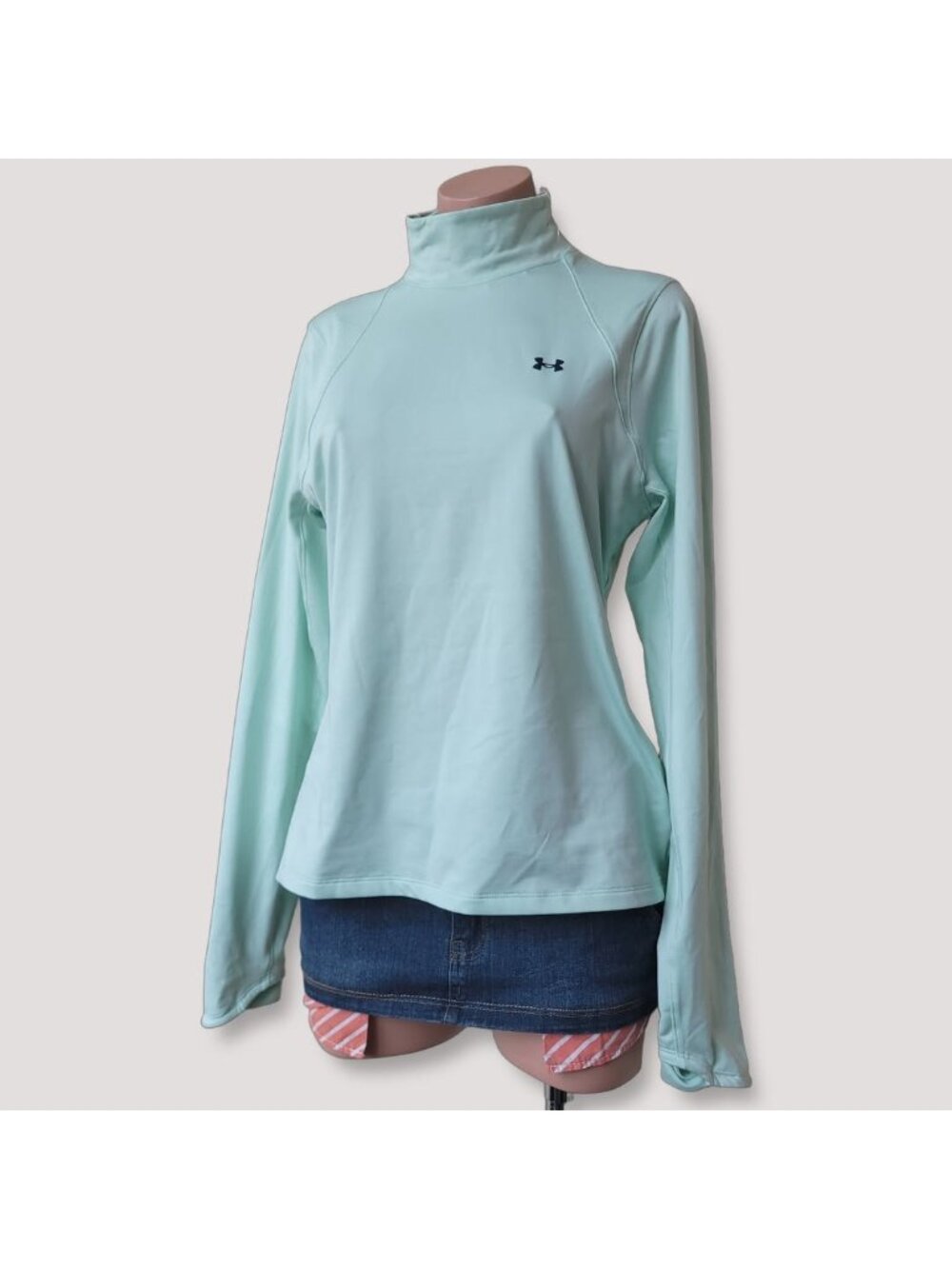 Under Armour Green Athleisure Turtleneck Top Base Layer LG - Picture 4 of 6